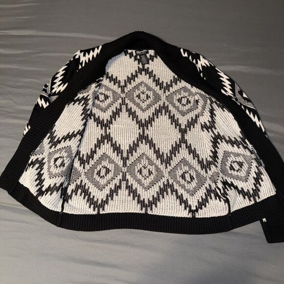 Wrangler Retro Aztec Black White Geometric Open Front Cardigan Woman’s Small - Picture 4 of 7